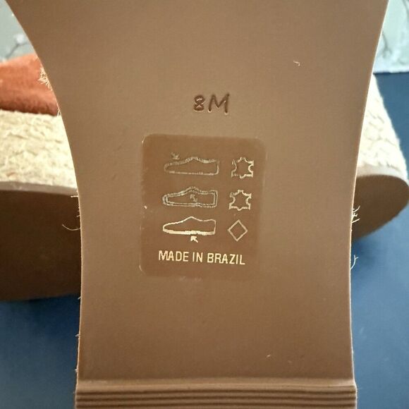 Jack Rogers Suede Flip Flop Platform Classic Jute Espadrille Wedge Sandals 8 New - Picture 8 of 8